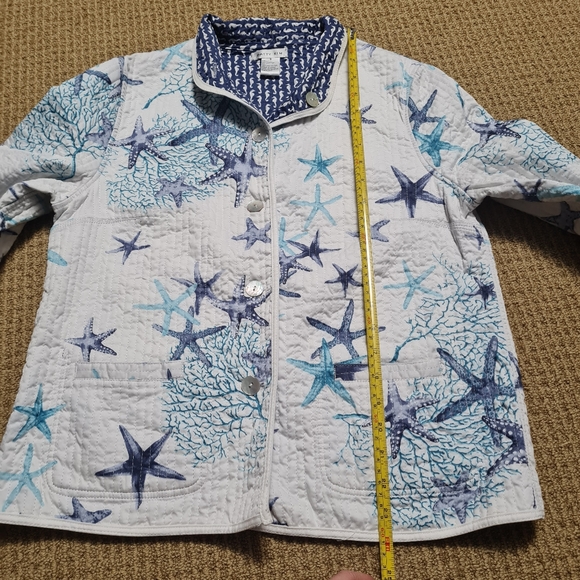 Patty Kim Quilt Jacket Long sleeve Starfish Print Button Front Size S - Picture 14 of 16